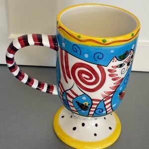 Dana Simson Coffee Mug Cup 6.5”T Hand Painted Cat Hearts Design Love Handle New